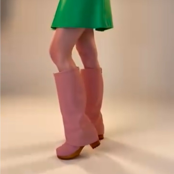 Swedish Hasbeens NWT Bootcut Knee Boot Pink🌸Super Fun Unique 🌈♥️ - Picture 5 of 11